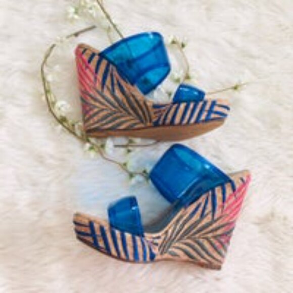 Naughty Monkey Palmetto Platform Wedges Sandals Blue strap  💥NWT!🆕FAST😮‍💨⚡🚚 - Picture 3 of 6